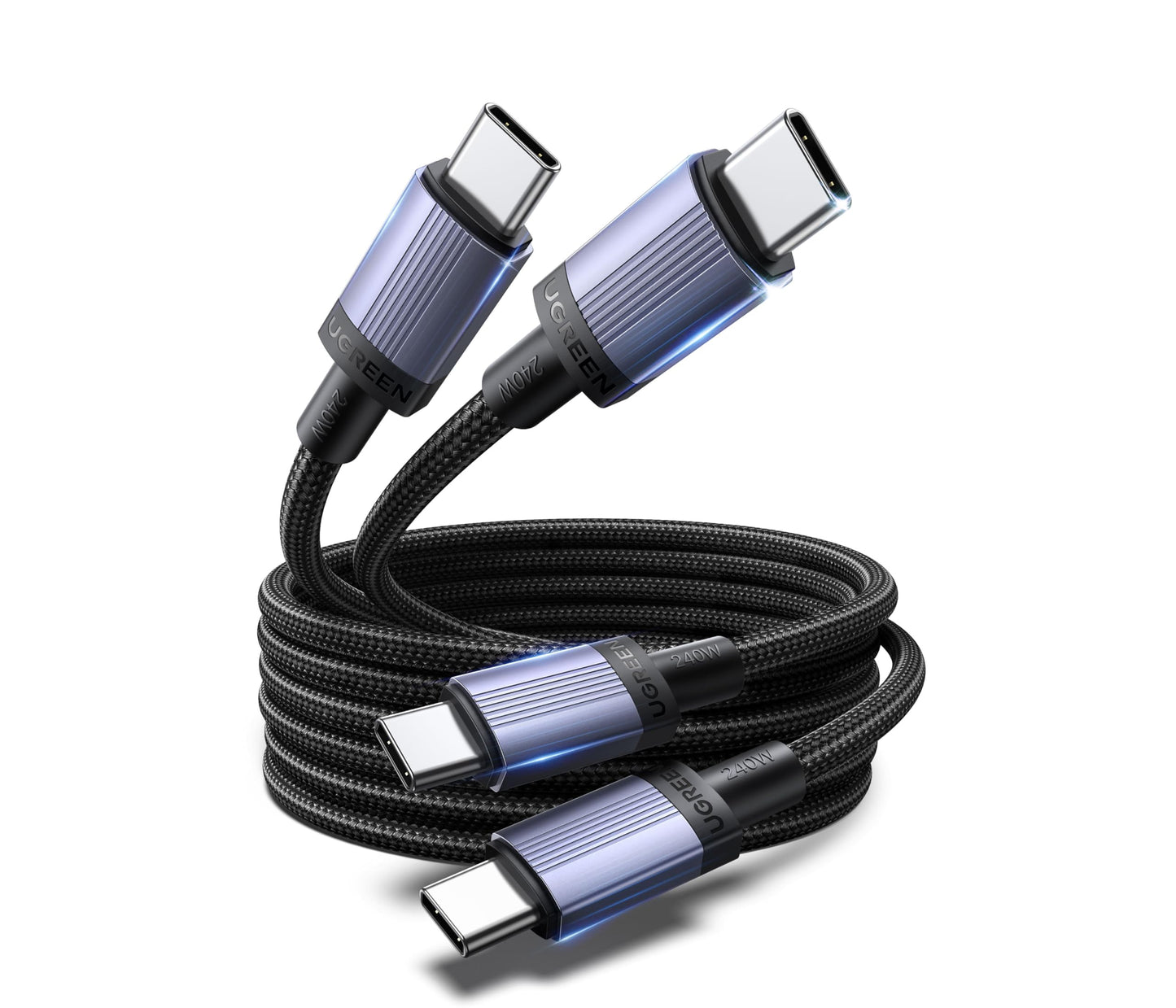 UGREEN كابل USB-C PD3.1 بقدرة 240 واط بطول 2 متر (عبوة 2)