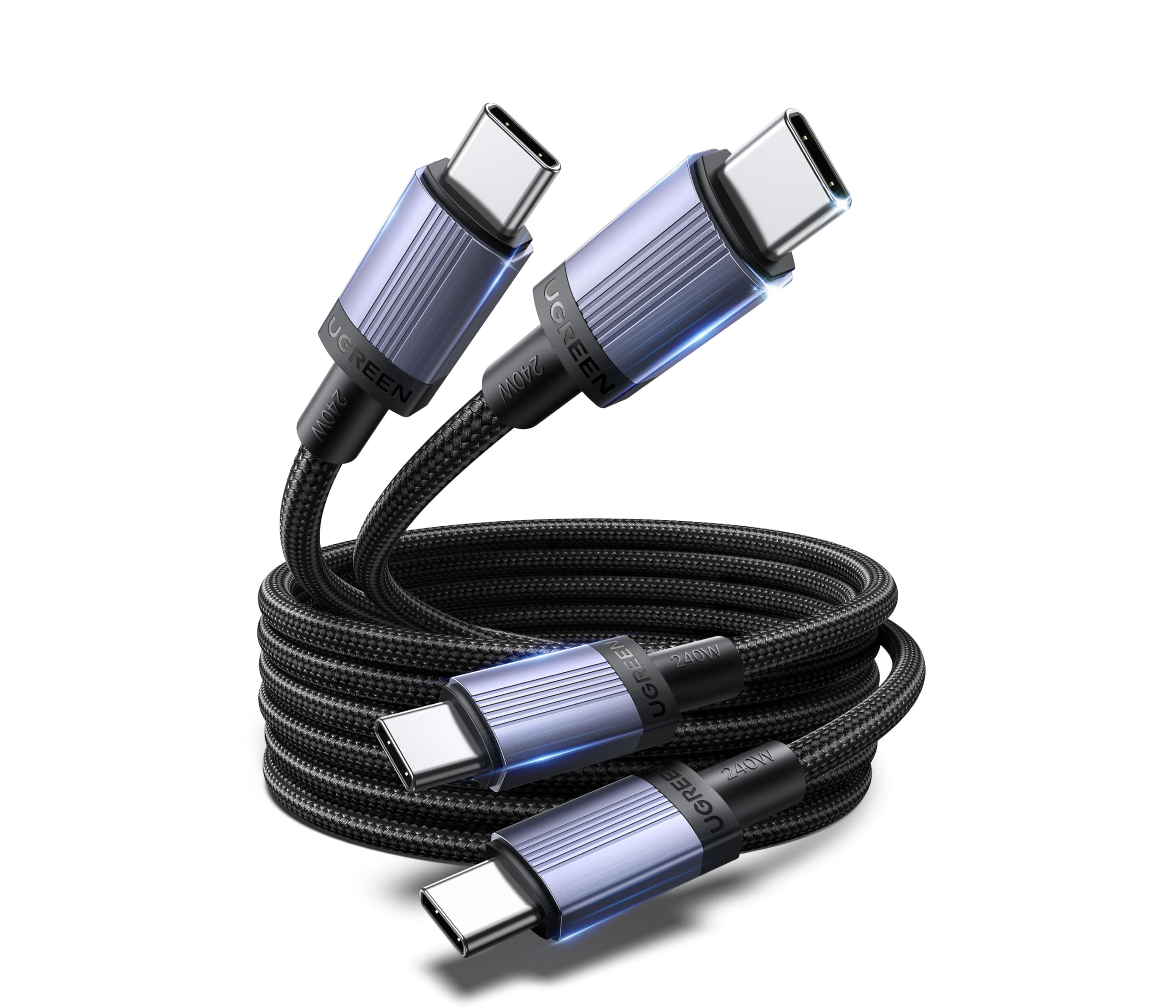 UGREEN كابل USB-C PD3.1 بقدرة 240 واط بطول 2 متر (عبوة 2)