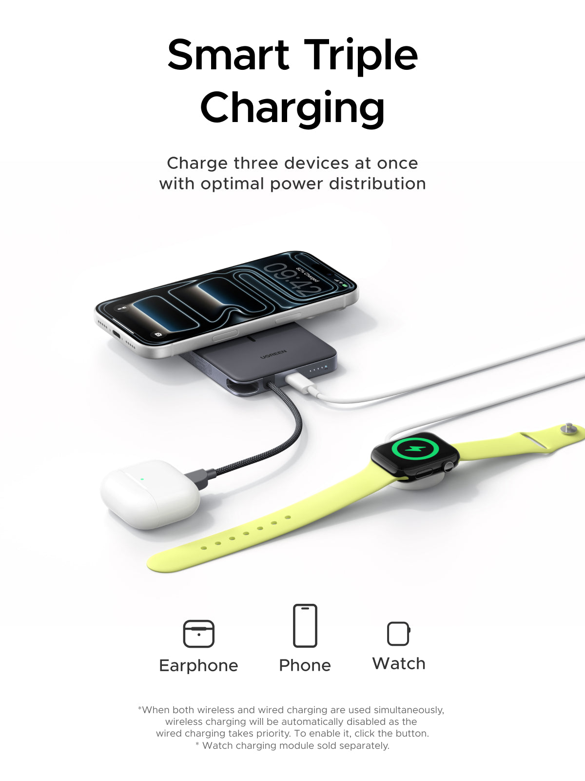 UGREEN MagFlow Air Magnetic Power Bank 10000mAh 15W Space Gray