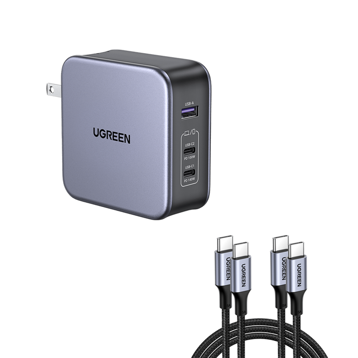 UGREEN Nexode 140W PD 3.1 Chargeur USB C Rapide 3 Ports avec GaN Tech  Compatible avec