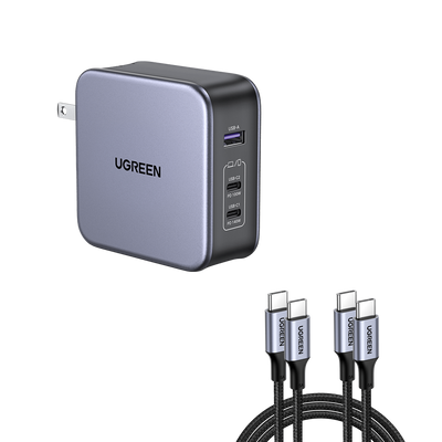 Ugreen Nexode 140W USB C GaN Charger-3 Ports Wall Charger Bundle