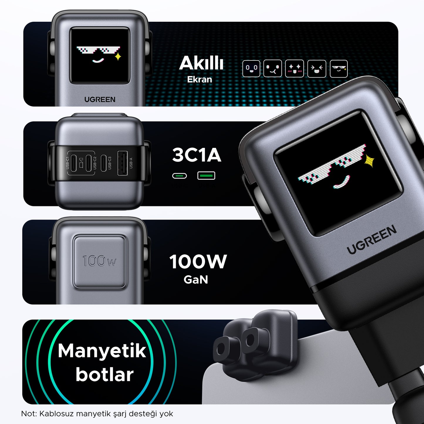 UGREEN Uno 100W 4 Port Şarj Cihazı