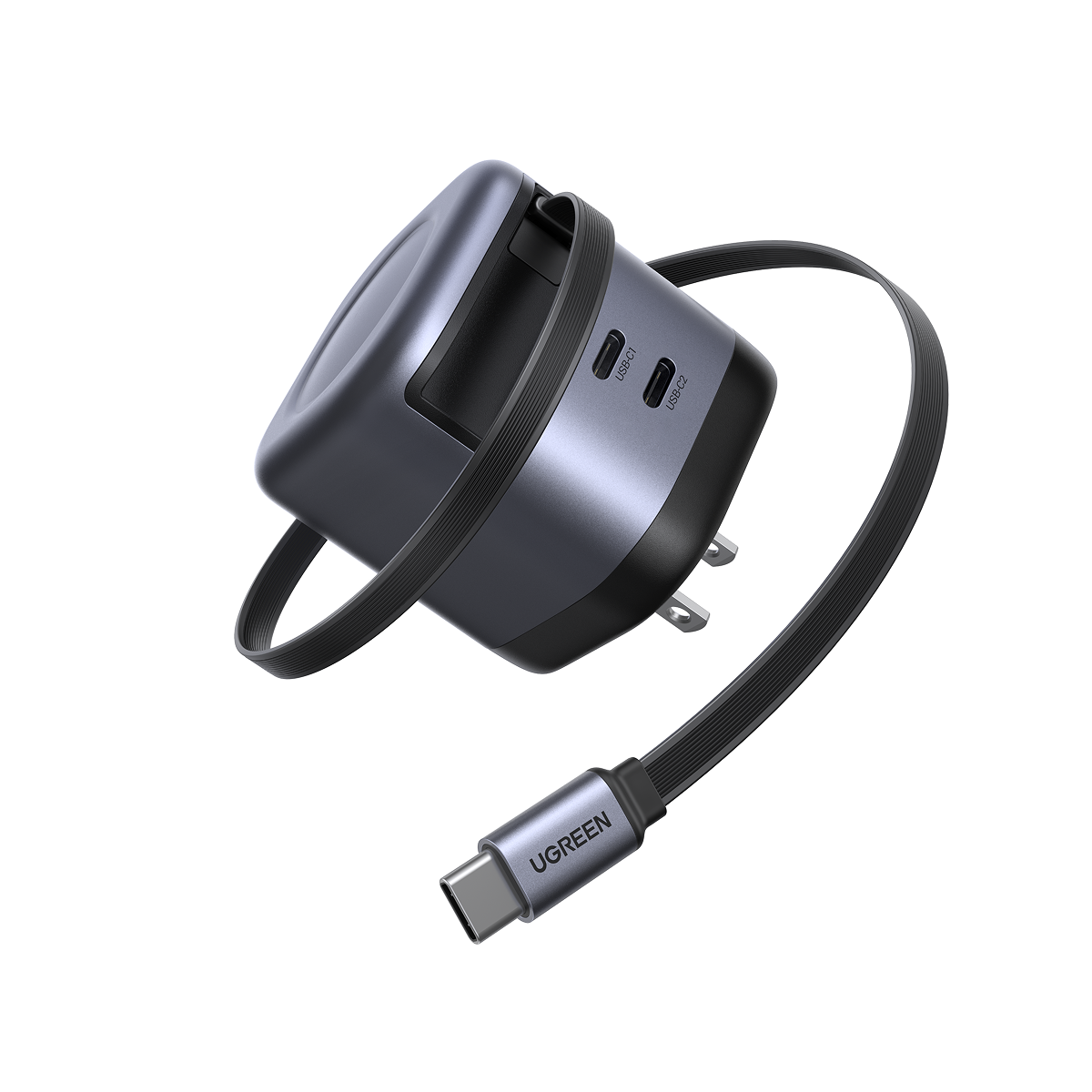 UGREEN 45W 3 in 1 GaN USB-C Charger with Retractable Cable