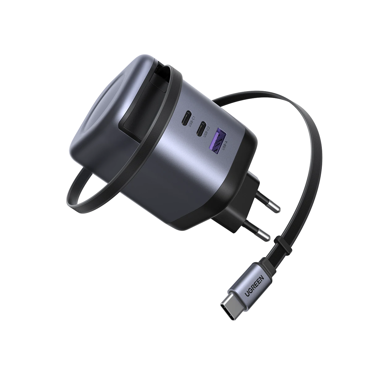 UGREEN Nexode Caricatore USB C 100W GaN con Cavo Retrattile