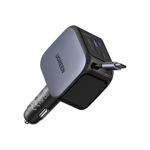 UGREEN Nexode Car Charger 145W with Retractable USB-C Cable