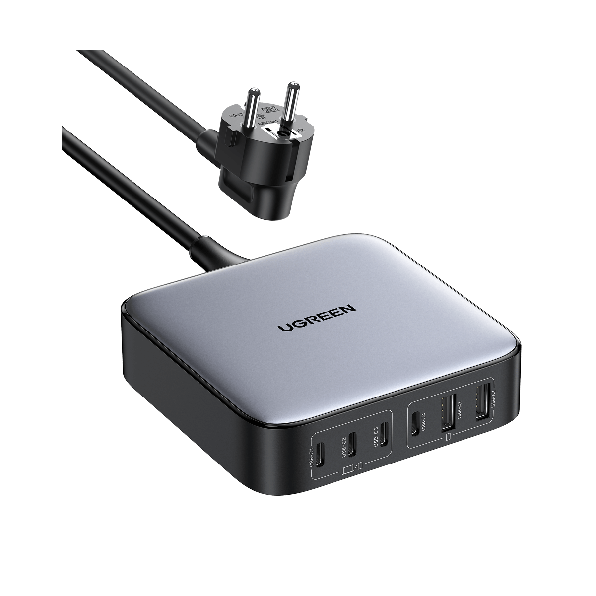 UGREEN Nexode 200W USB C GaN Charger-6 Ports Desktop Charger - Grey
