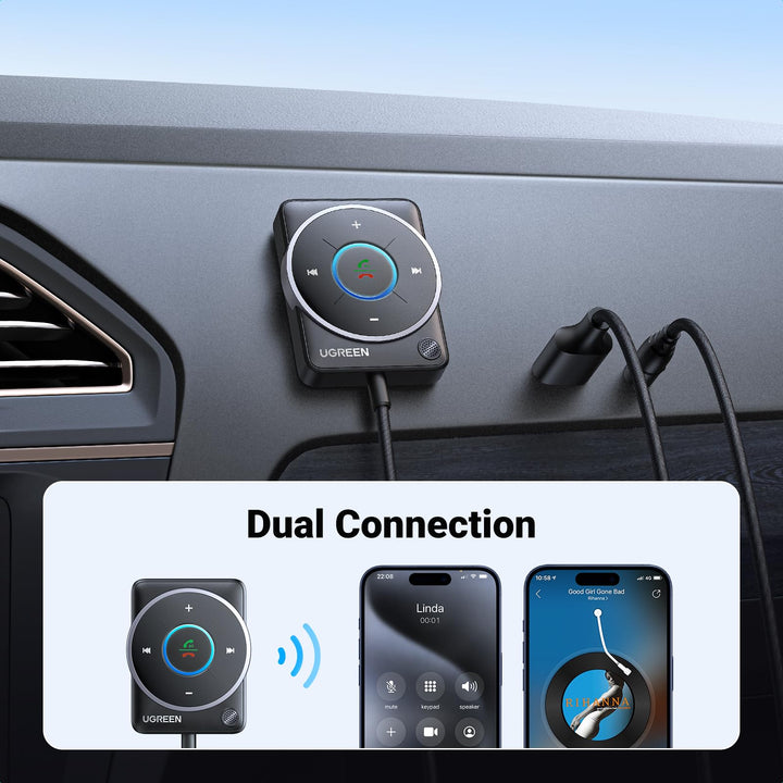 UGREEN Aux Bluetooth 5.4 Adapter For Car - Dual connection