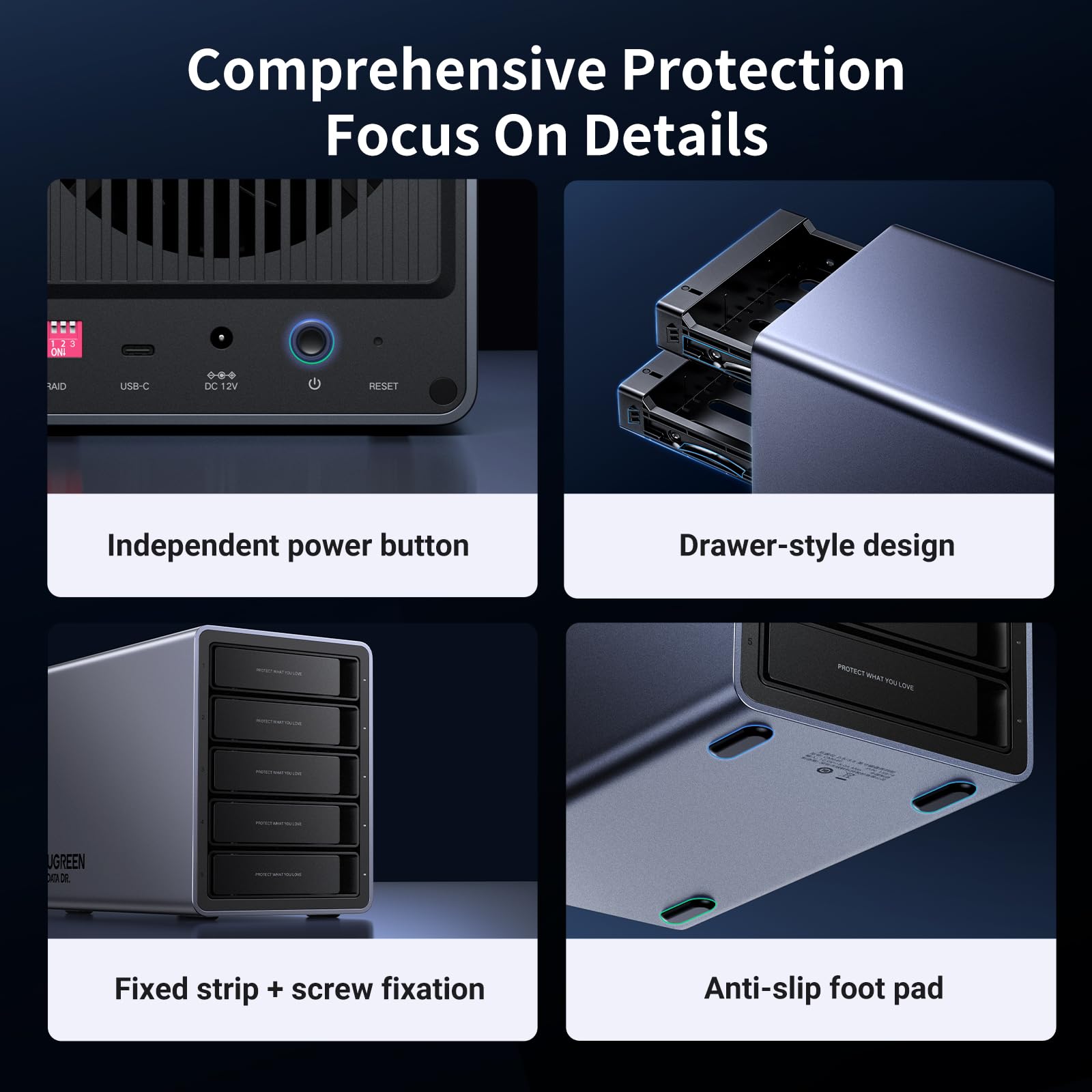 UGREEN 5 Bay USB C RAID Hard Drive Enclosure 100TB - Thumbnail 4