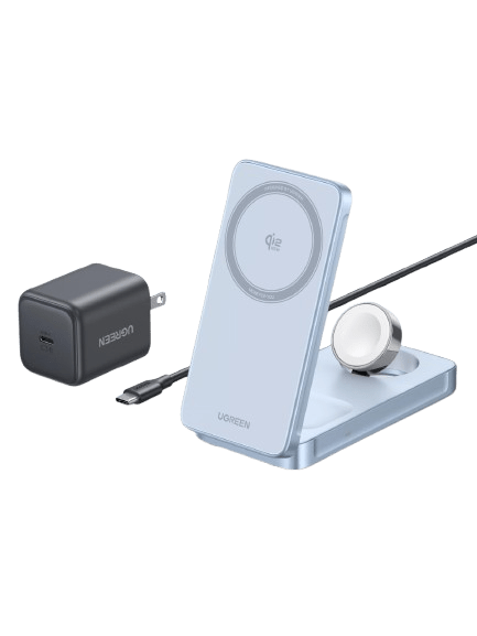 UGREEN MagFlow 3-in-1 Magnetic Wireless Charger (Qi2 25W, MagSafe-Compatible)