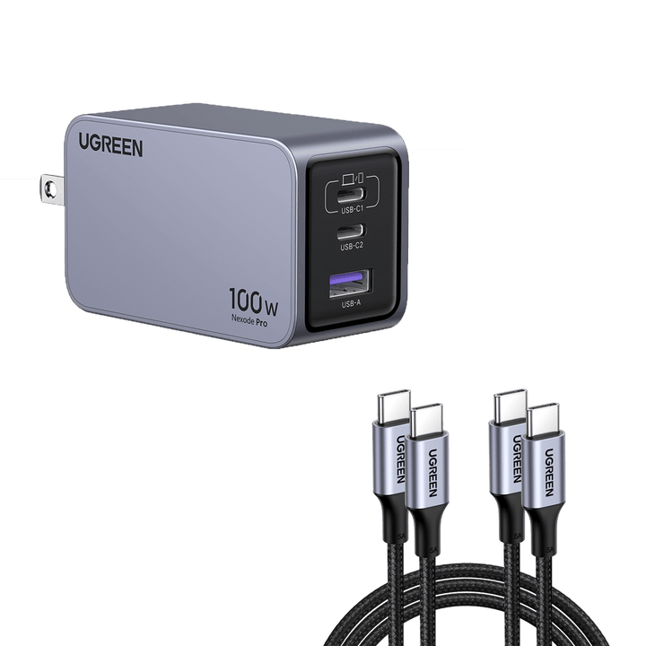 UGREEN Nexode 100W USB C Chargeur Rapide 4 Ports avec GaN Tech Compatible  avec iPhone 15 Pro Max Plus 14 13 12 11 Galaxy S24 Ultra Plus S23 S22 S21  MacBook Pro