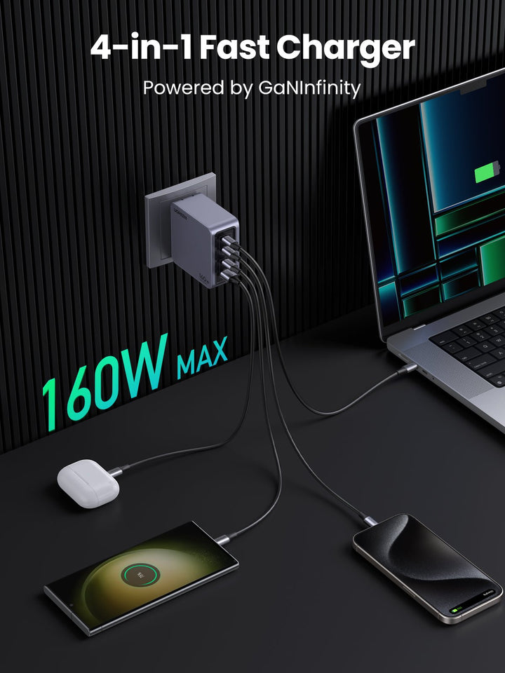 Ugreen a présenté le Nexode Pro GaN : un chargeur de 160 W avec quatre  ports USB pour 60 dollars.