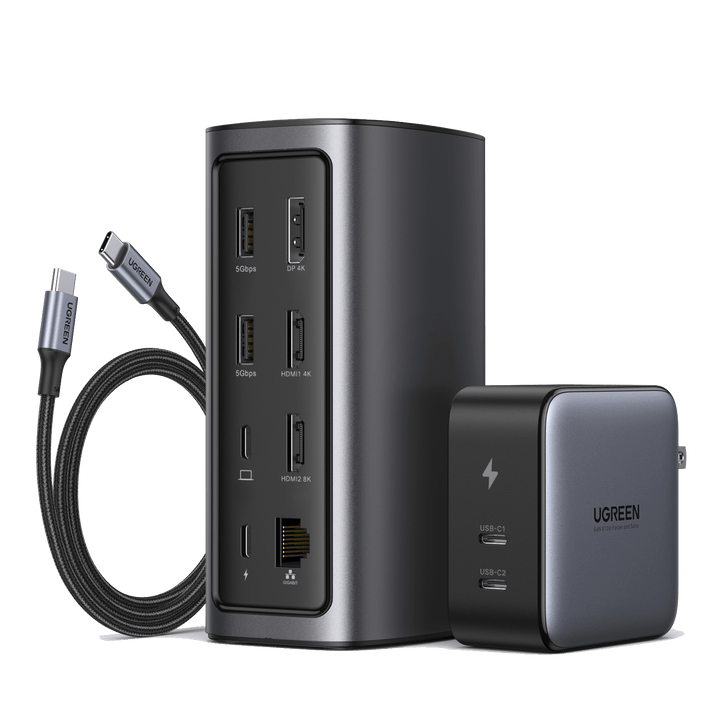 HUB STATION USB-C UGREEN CM555 12 EN 1 ( CM555 ) 3 USB - 1 USB-C - 1 USB-C  DP - 2 HDMI - 1 DP - 1 RJ45 - 1 SD CARD - 1 TF CARD 