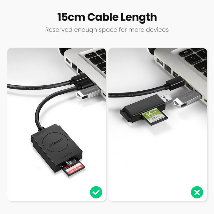 Ugreen Lecteur carte mémoire SD/TF USB 3.0 (2en1) Noir