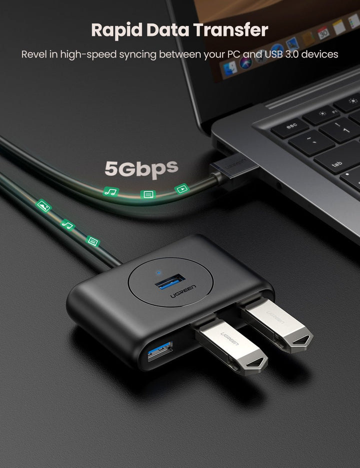 Powered USB Hub, ikuai 4-Port USB 3.1/3.2 Gen 2 Data Port Hub, SuperSpeed  USB 10Gbps, Aluminum USB Splitter with 3.3 ft Long Cable, 5V Power Adapter
