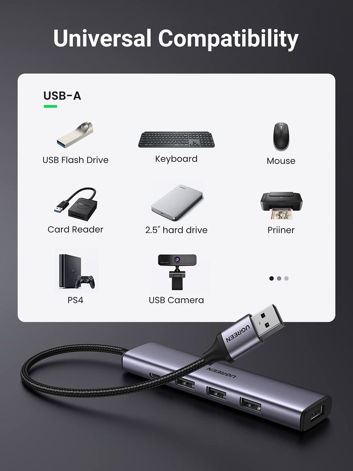Hub USB 3.0 4 Ports USB Multi Super Vitesse 5Gbps avec Port Alimentation  Micro USB et Câble Étendu 1M – UGREEN – Zone Affaire