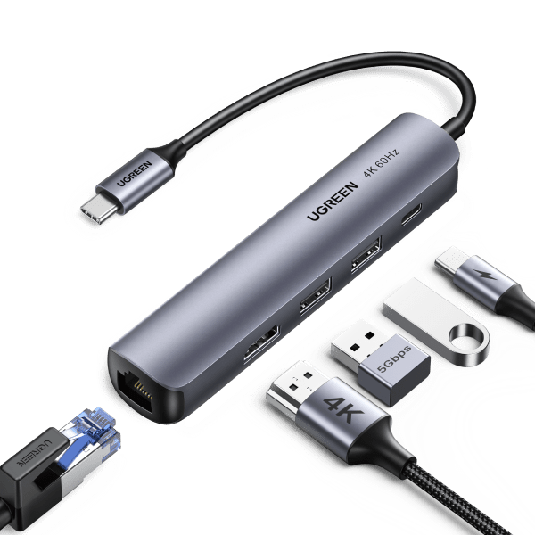 UGREEN Hub USB C 5 en 1 Adaptateur multiports HDMI Station d'accueil ultra  fine de type C avec 4 ports USB 3.0 Transfert de données 4K HDMI Compatible  avec M1 Macbook Pro/Air