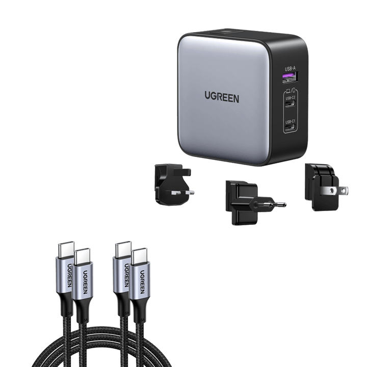 UGREEN Nexode Chargeur 65W USB C Rapide 3 Ports avec GaN Tech