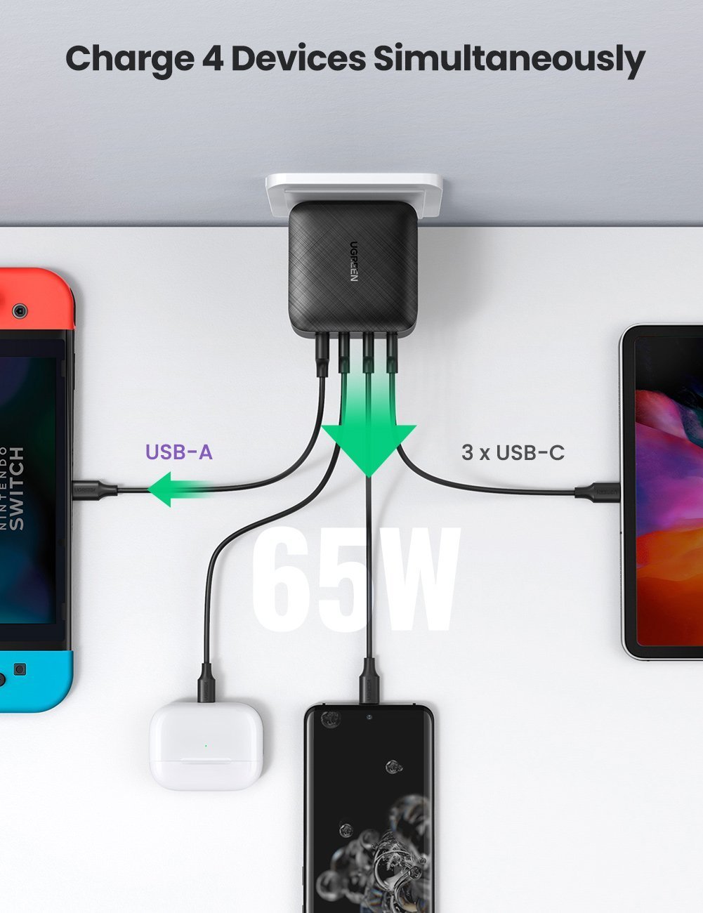 265W USB C Charger, 8-Port Desktop USB C Charging Station, 65W USB C Laptop Charger Compatible with MacBook Pro Air,iPhone 14 13 Mini Pro 13Pro Max 12
