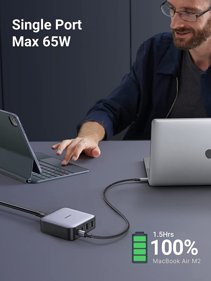 UGREEN Nexode 65W Chargeur USB C 4 Ports avec GaN II Tech - Câble A