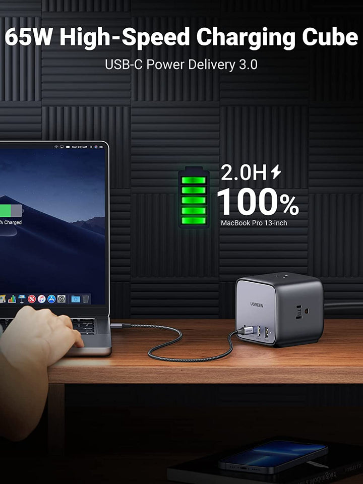 Ugreen 65W USB C GaN Charging Station - 65w high-speed charging cube
