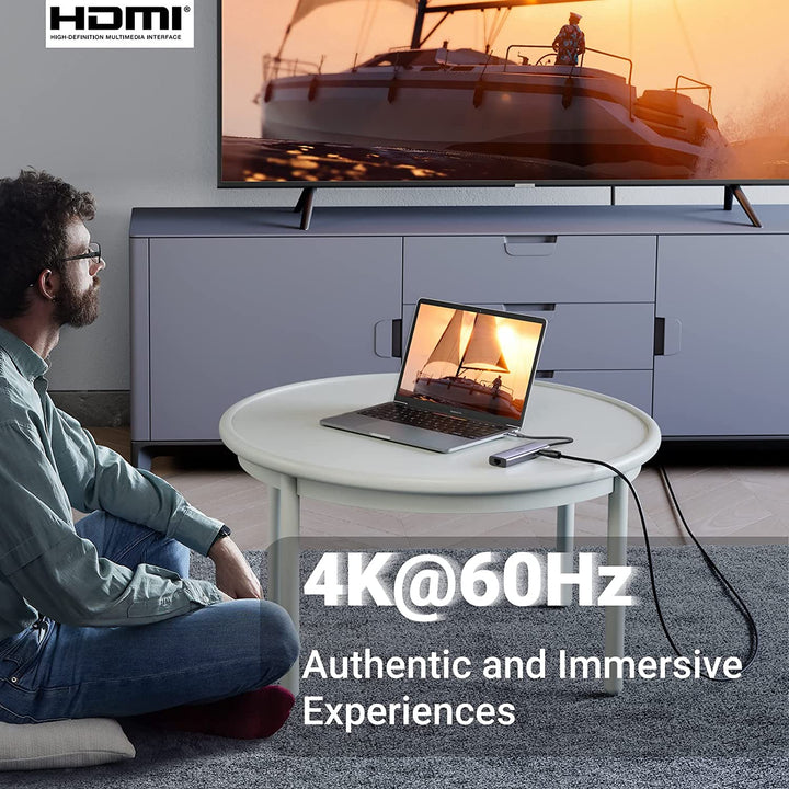 UGREEN Hub USB C, 7 en 1 Adaptador USB C con HDMI 4K 60Hz, Gigabit Eth