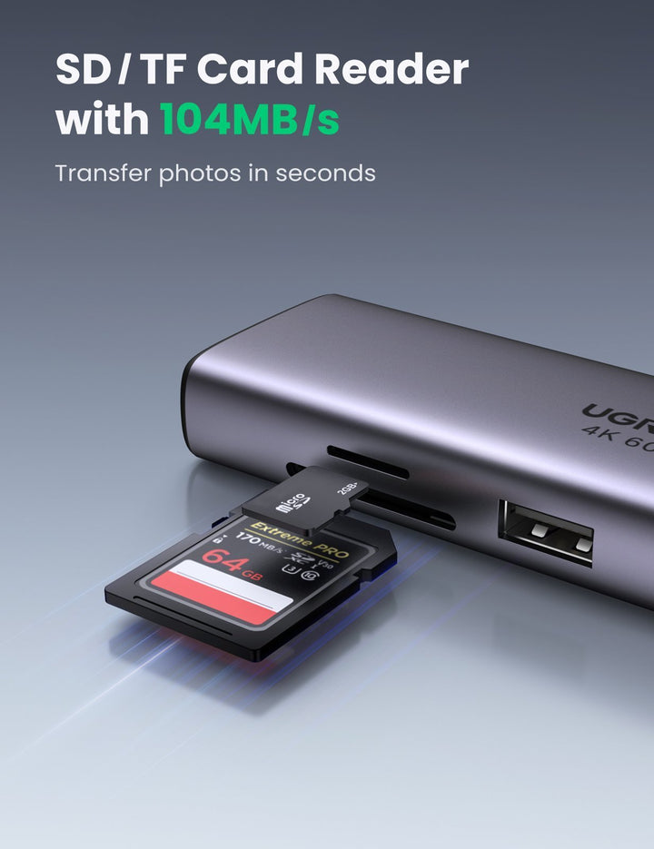 UGREEN Hub USB C, 7 en 1 Adaptador USB C con HDMI 4K 60Hz, Gigabit Eth