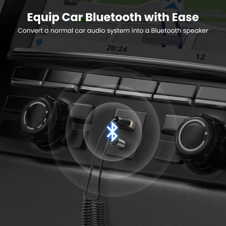 Bluetooth 5.0 Receiver for Car, Noise Cancelling Bluetooth AUX Adapter,  Bluetooth Music Receiver for Home Stereo/