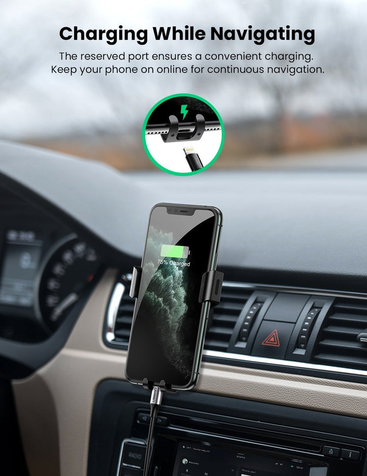 UGREEN Car Phone Holder Air Vent Gravity Cradle Shakeproof Compatible with iPhone 14 Pro Max 14 Plus 13 12 11 SE x 8 7 6 Samsung Galaxy S23 S22 S21 Go