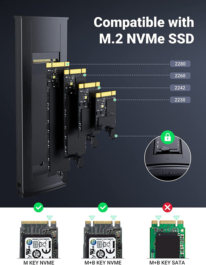 Ugreen Boitier Disque SSD Externe M.2 NVME M-key USB 3.2 Gen 2