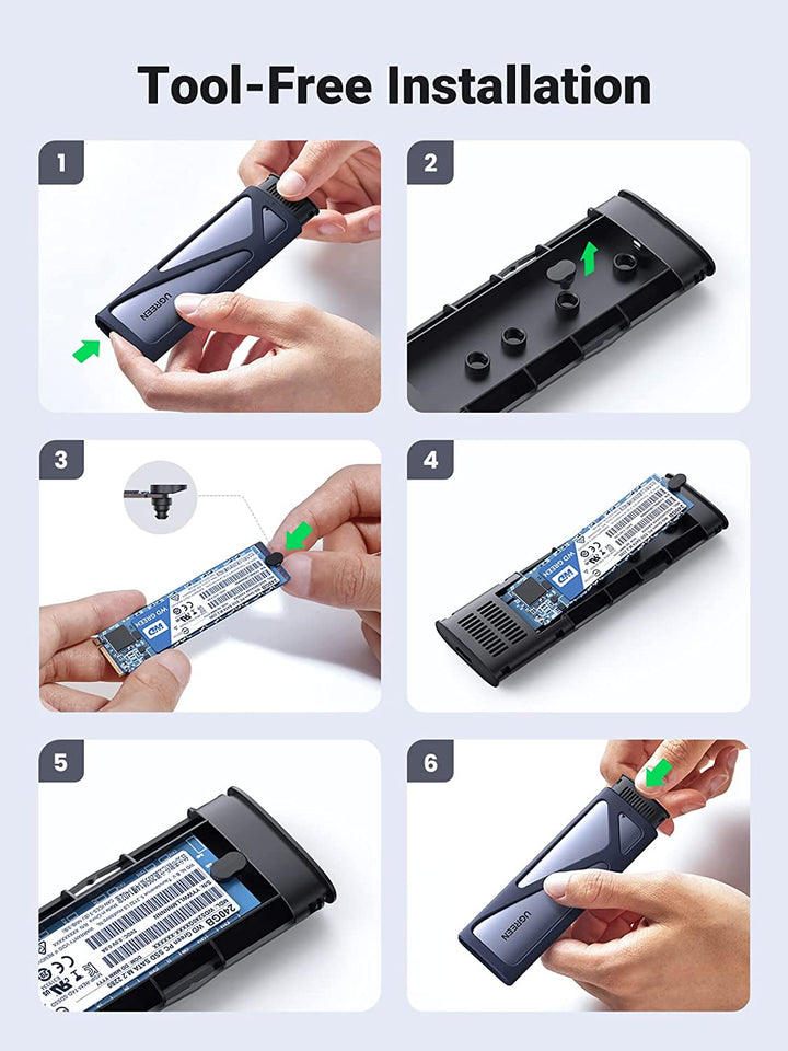 nvme enclosure, tool-free installation