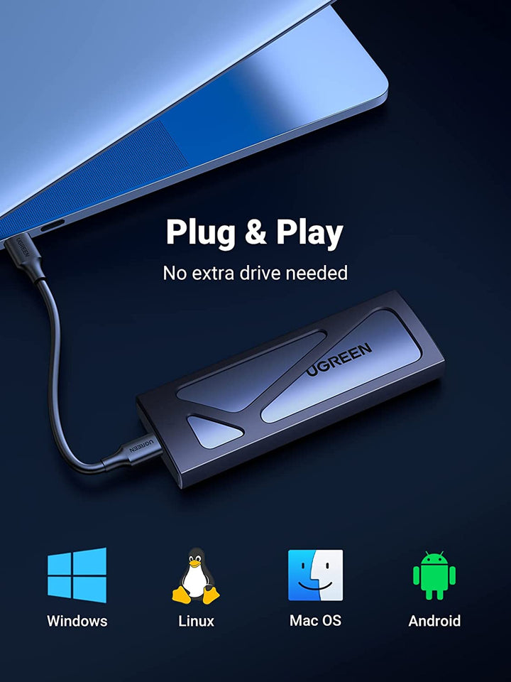 Aluminum USB3.1 to M.2 NVME SSD ENCLOSURE Portable External Reader  Converter