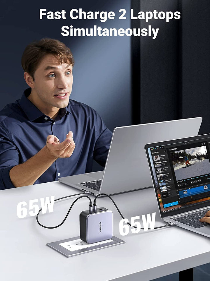 UGREEN Nexode 65W USB C GAN Tech Cargador 3 Puertos, Cargador USB C  Compatible con MacBook