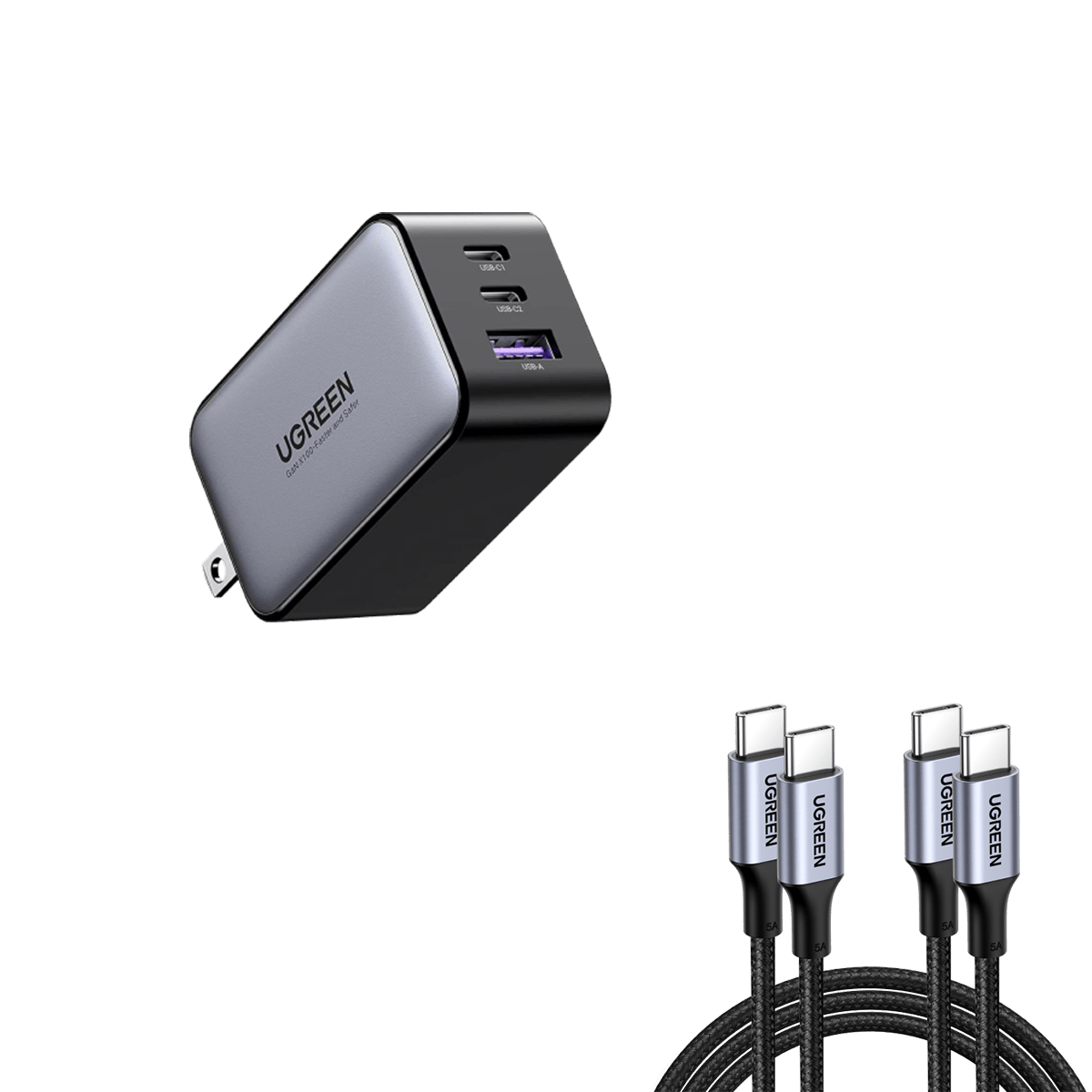 UGREENNexode65WUSBCGaNiphoneCharger-3PortsWallCharger