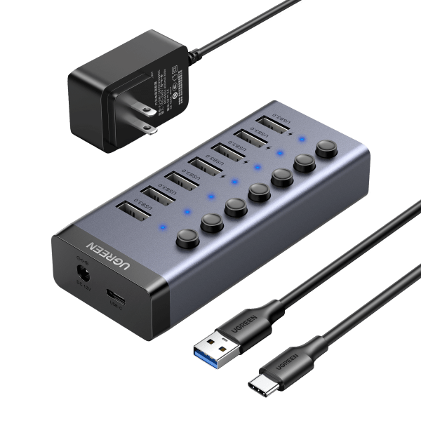 USB 3.0 Aluminum 7-Port Hub with On/Off Switch