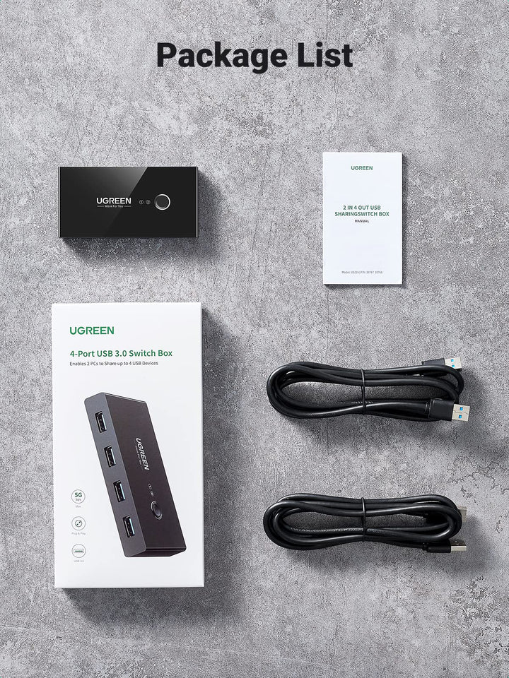 UGREEN USB 3.0 Switch 2 Computers Sharing USB C & A Devices, 4 Port USB  Switcher Sharing Keyboard and Mouse, Printer/Scanner USB Switch Hub for Two