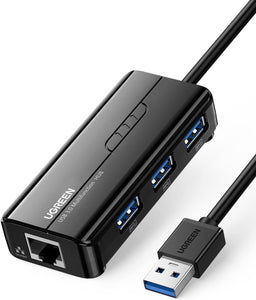 UGREEN USB 3.0 Hub Ethernet Adapter 10 100 1000 Gigabit Network Converter with 3 USB 3.0 Ports Hub