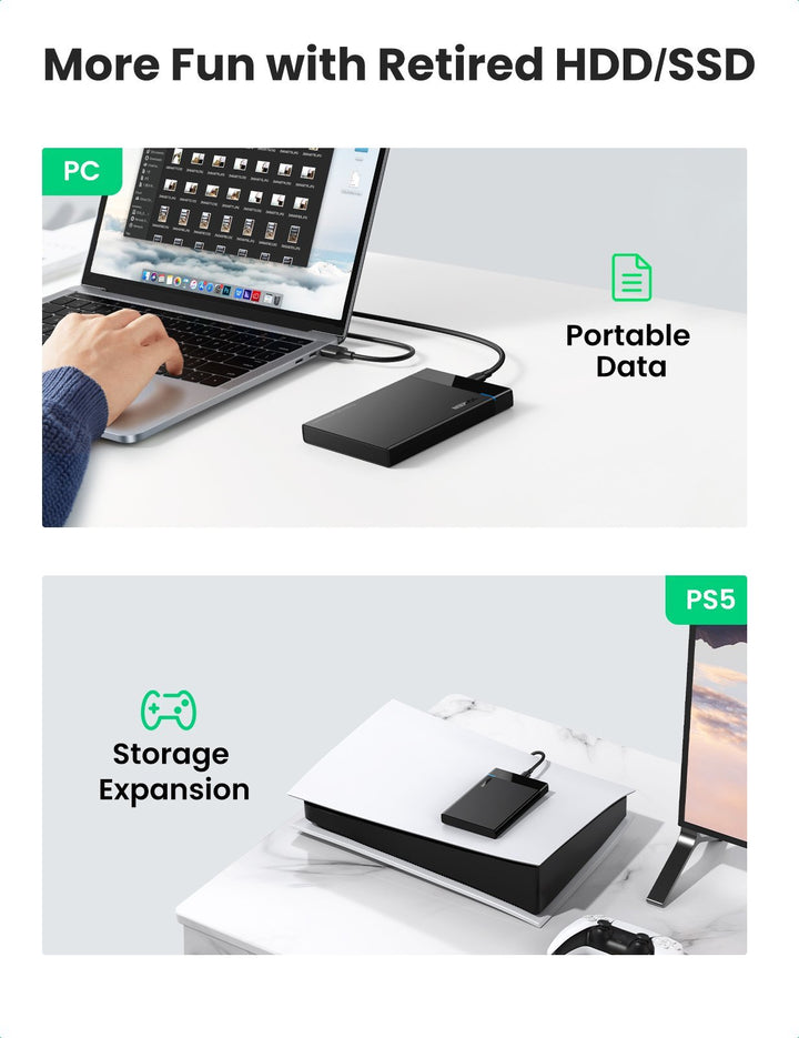 Adaptateur Ugreen 2.5'' SATA III 3.0 HDD SSD - USB Type C 3.2 Gen 1  (SuperSpeed USB 5 Gbps) adaptateur noir (70610 CM321) - grossiste  d'accessoires GSM Hurtel