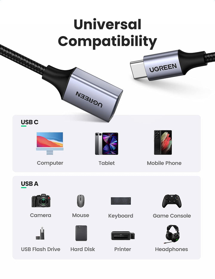 UGREEN Adaptador USB C a USB 3.0 Cable OTG USB C Cable USB Hembra a Tipo