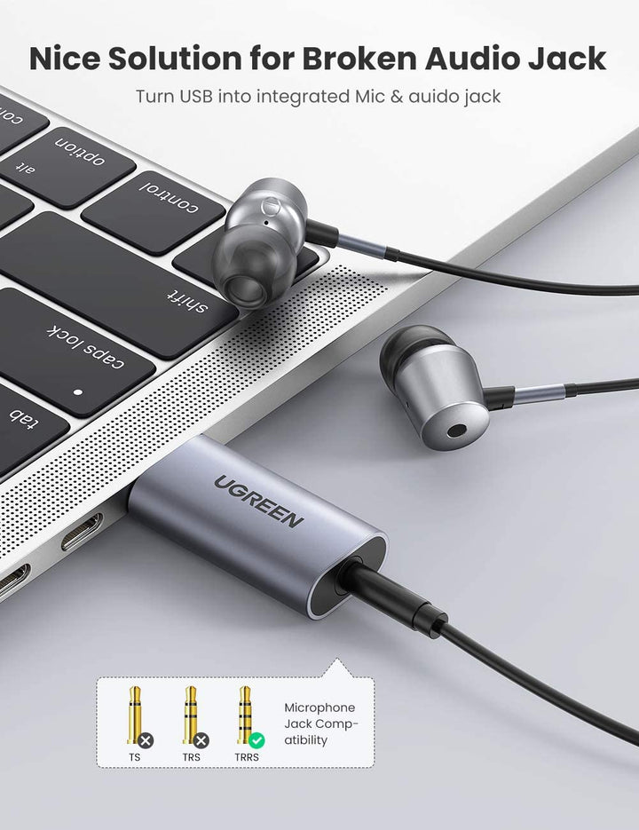 Ugreen USB to Audio Jack USB External Sound Card 3.5mm Audio