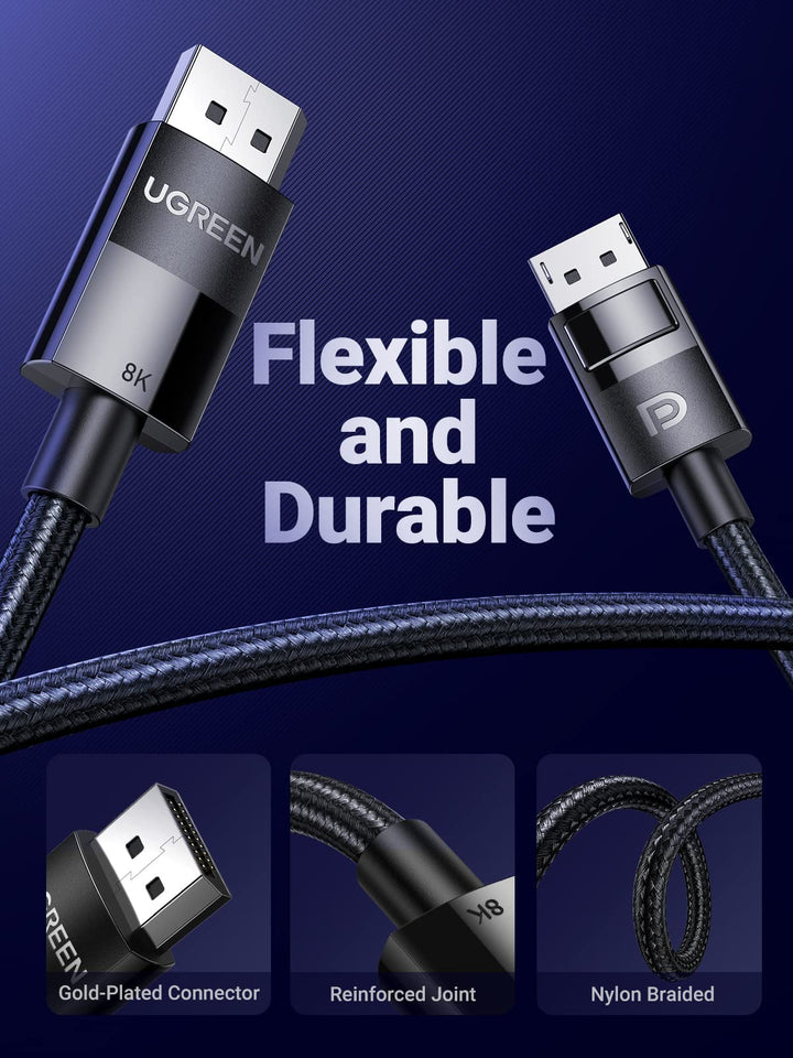 Ugreen VESA Certified 8K DisplayPort Cable - flexible and durable